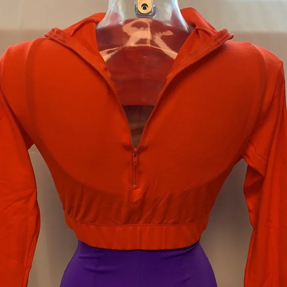 Varsity Cheer Nylon Body Liner Crop Top L New Orange - Picture 3 of 8